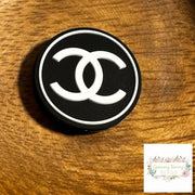 Cici Black & White Round Silicone Focal Bead Beads